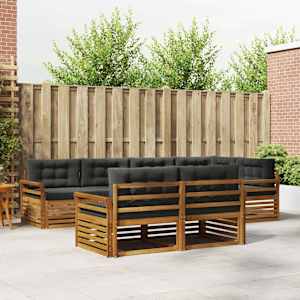 Zunanja garnitura za sedenje 7 pcs Naravna in antracitna