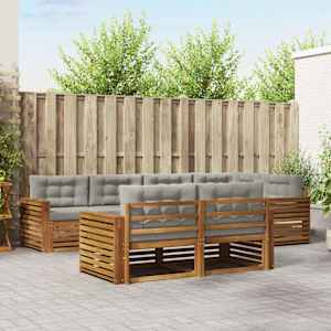 Zunanja garnitura za sedenje 7 pcs Naravna in svetlo siva