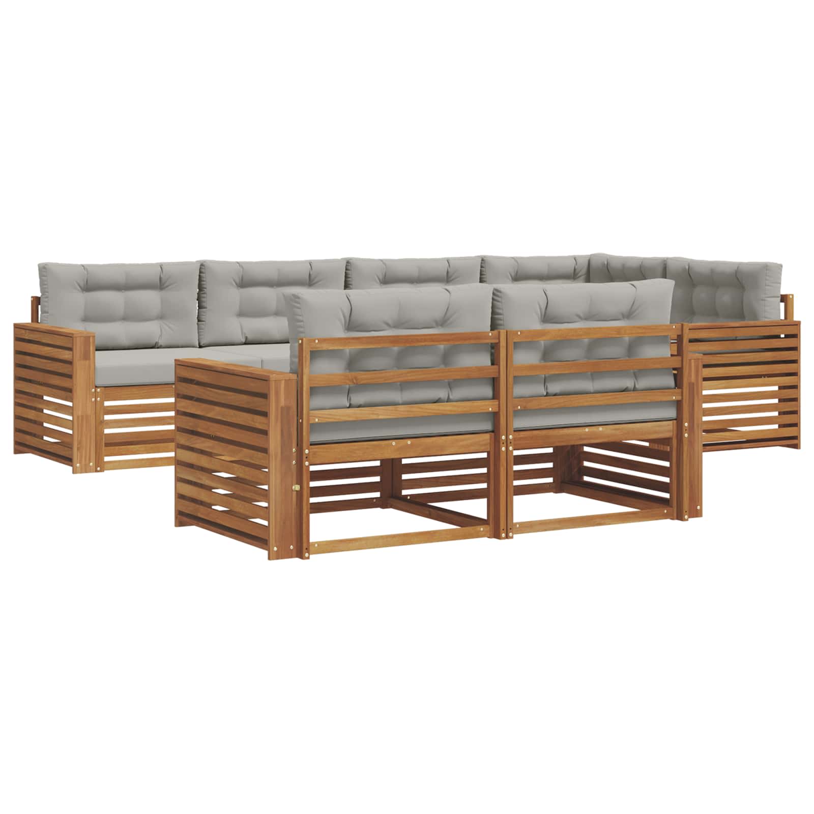 Zunanja garnitura za sedenje 7 pcs Naravna in svetlo siva - slika 2