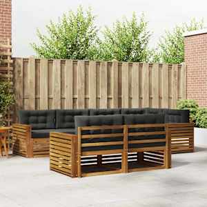 Zunanja garnitura za sedenje 7 pcs Naravna in antracitna