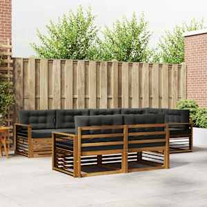 Zunanja garnitura za sedenje 7 pcs Naravna in antracitna