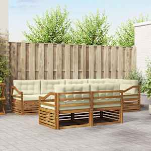 Zunanja garnitura za sedenje z blazino 7 pcs Naravna in smetana