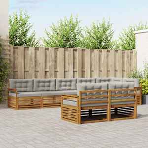 Zunanja garnitura za sedenje 8 pcs Naravna in svetlo siva