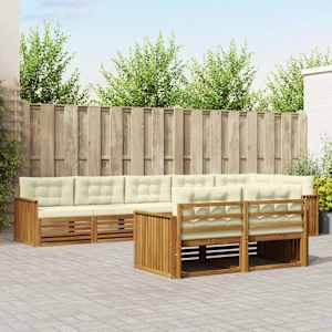 Zunanja garnitura za sedenje z blazino 8 pcs Naravna in smetana