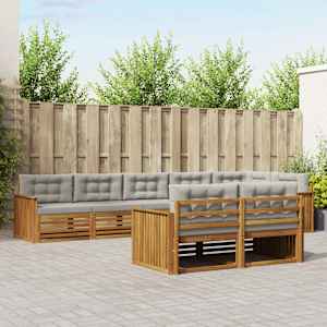 Zunanja garnitura za sedenje 8 pcs Naravna in svetlo siva