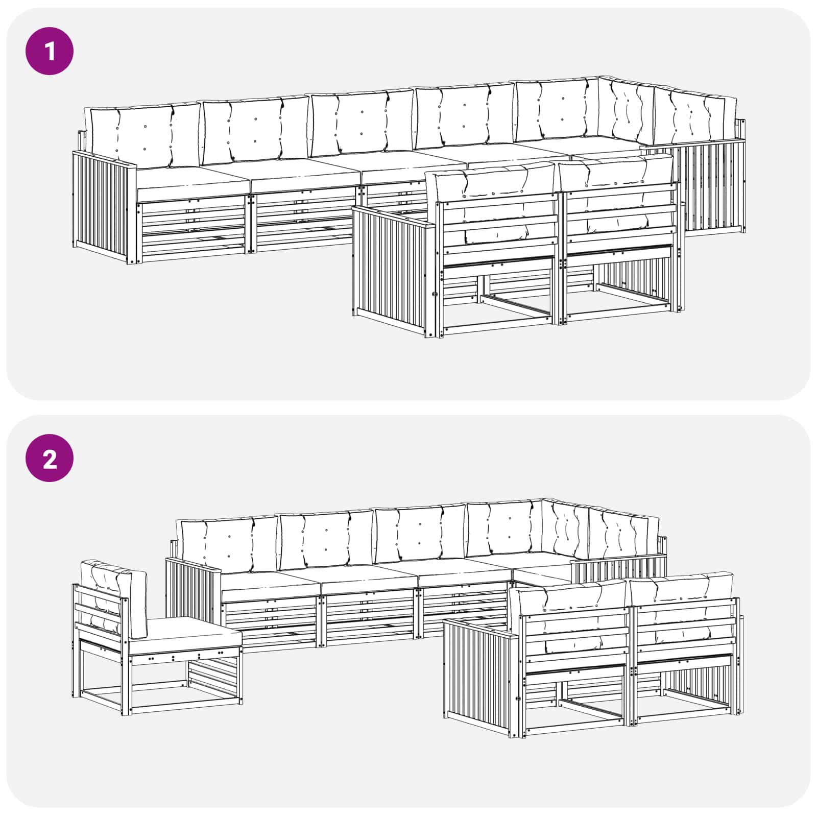 Zunanja garnitura za sedenje z blazino 8 pcs Naravna in bež - slika 7
