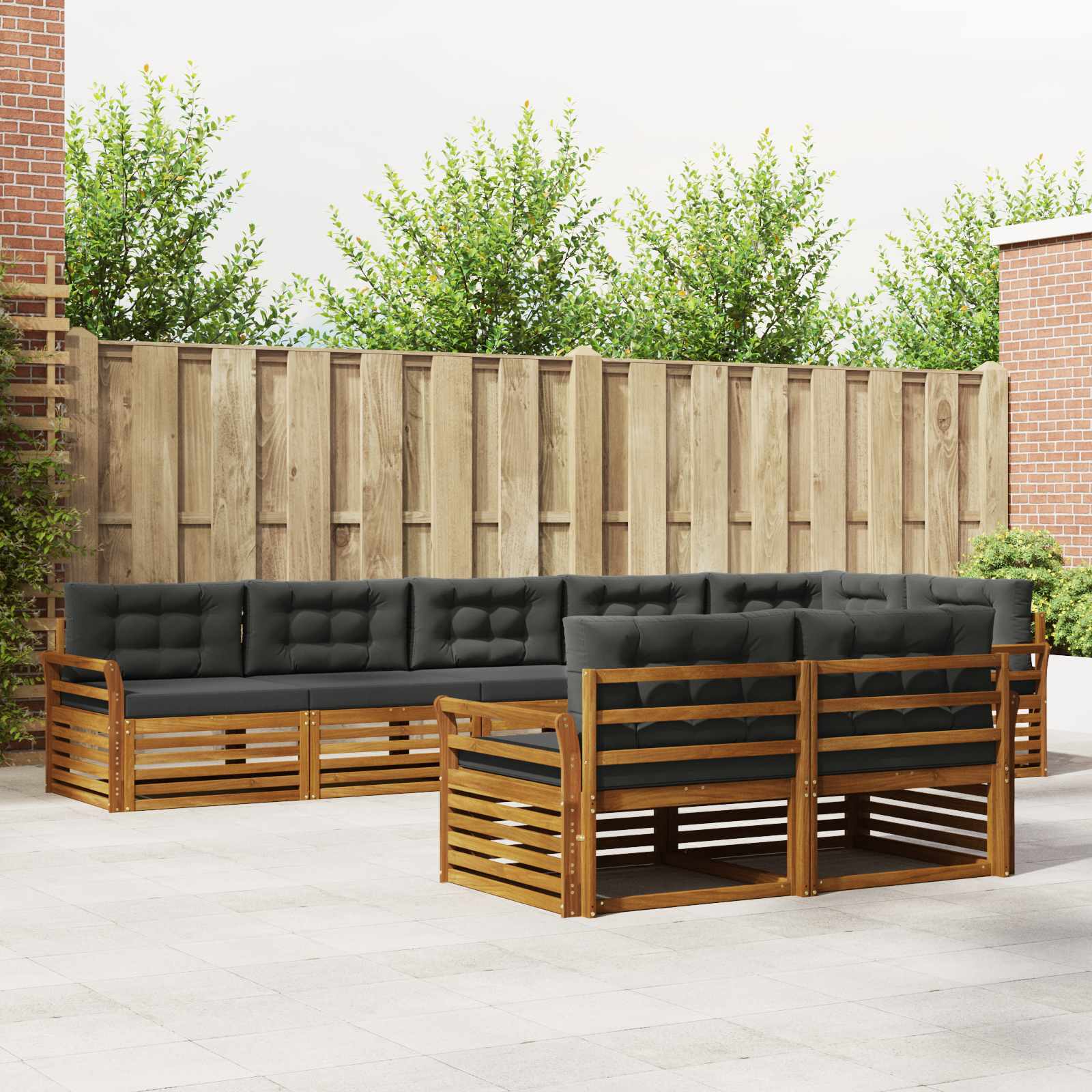 vidaXL Outdoor-Sofagarnitur mit Kissen 8 pcs Natur und Anthrazit