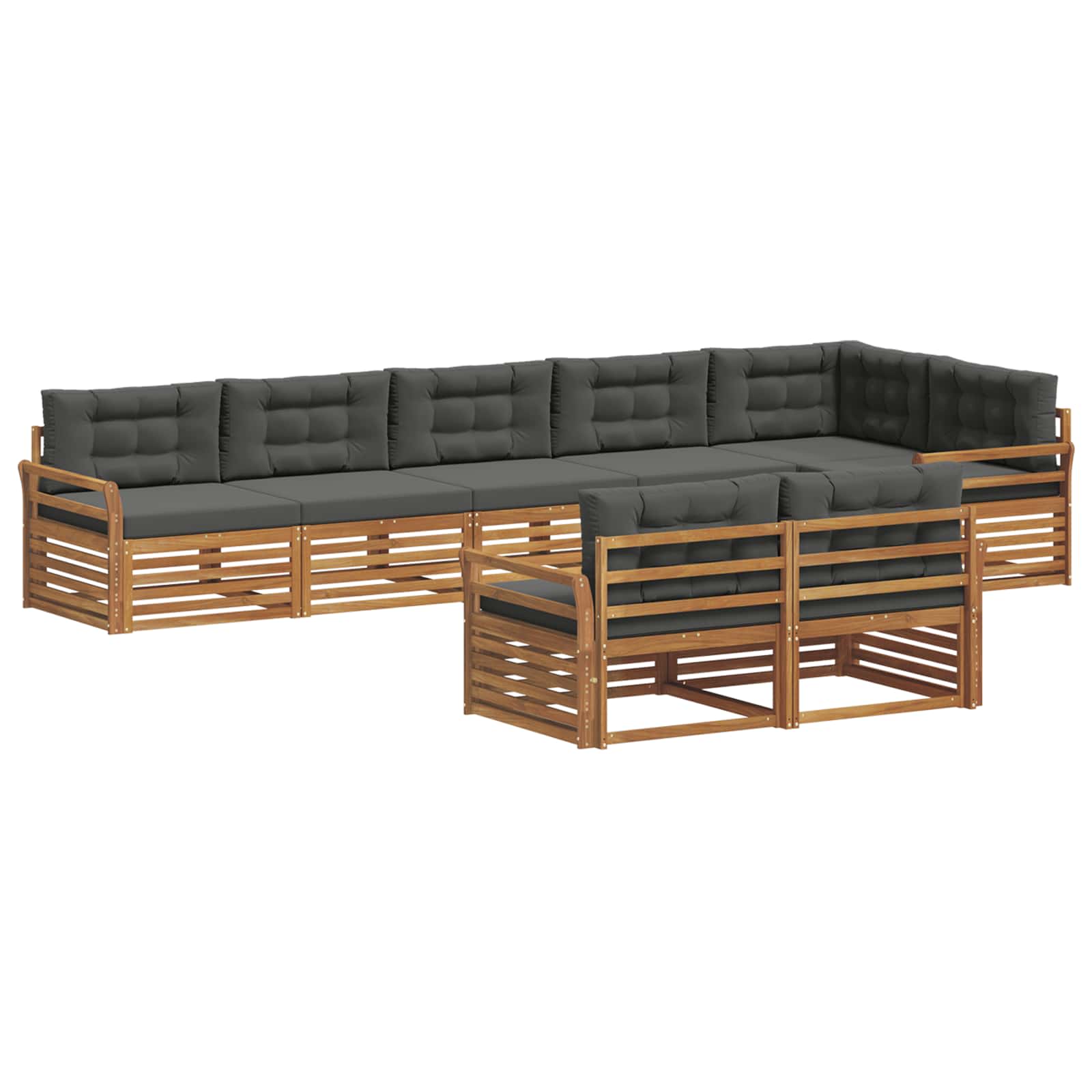 Thumbnail - vidaXL Outdoor-Sofagarnitur mit Kissen 8 pcs Natur und Anthrazit