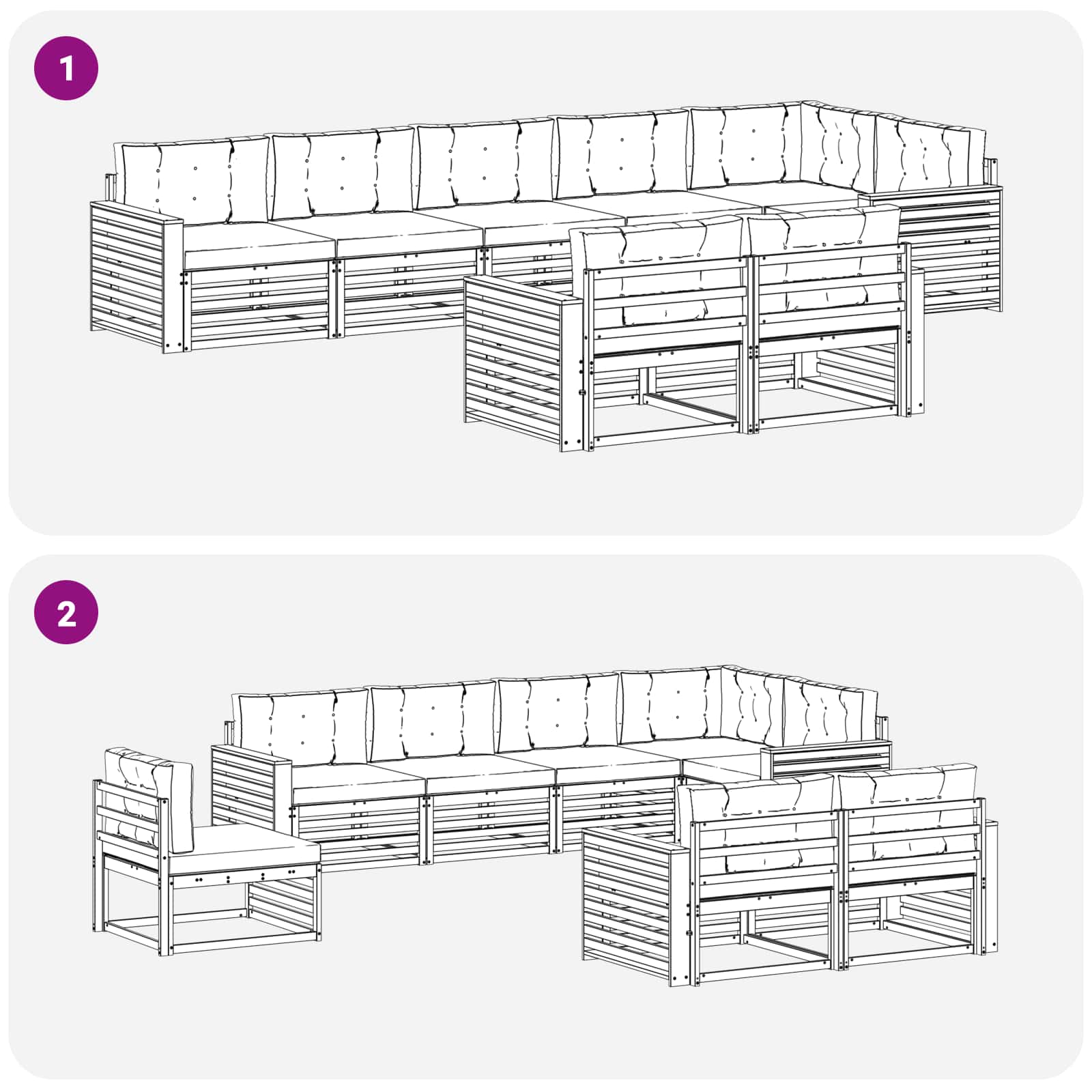 Zunanja garnitura za sedenje 8 pcs Naravna in svetlo siva - slika 7