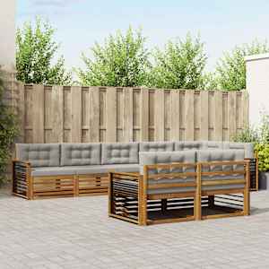 Zunanja garnitura za sedenje 8 pcs Naravna in svetlo siva