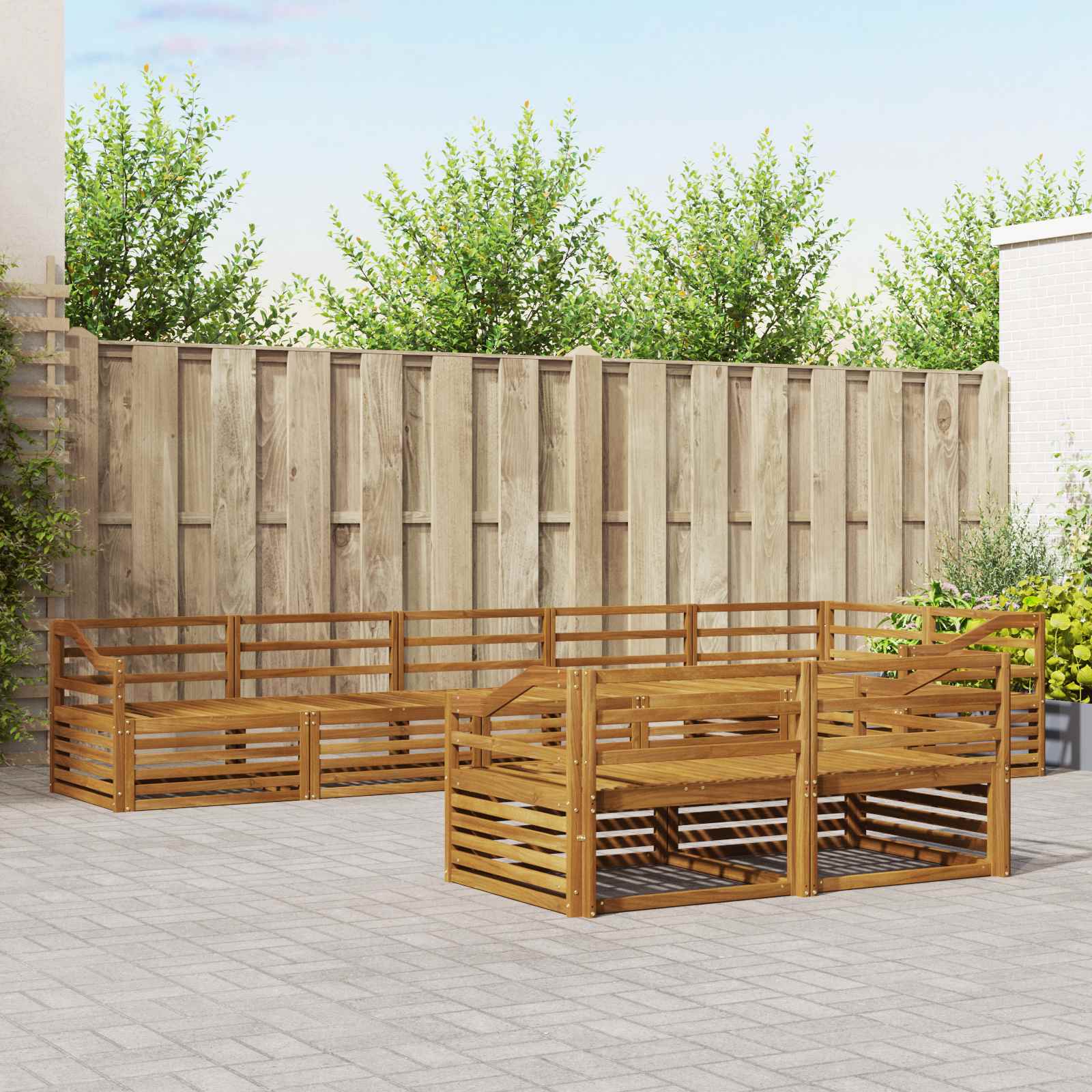 Zunanja garnitura za sedenje 8 pcs Naravna