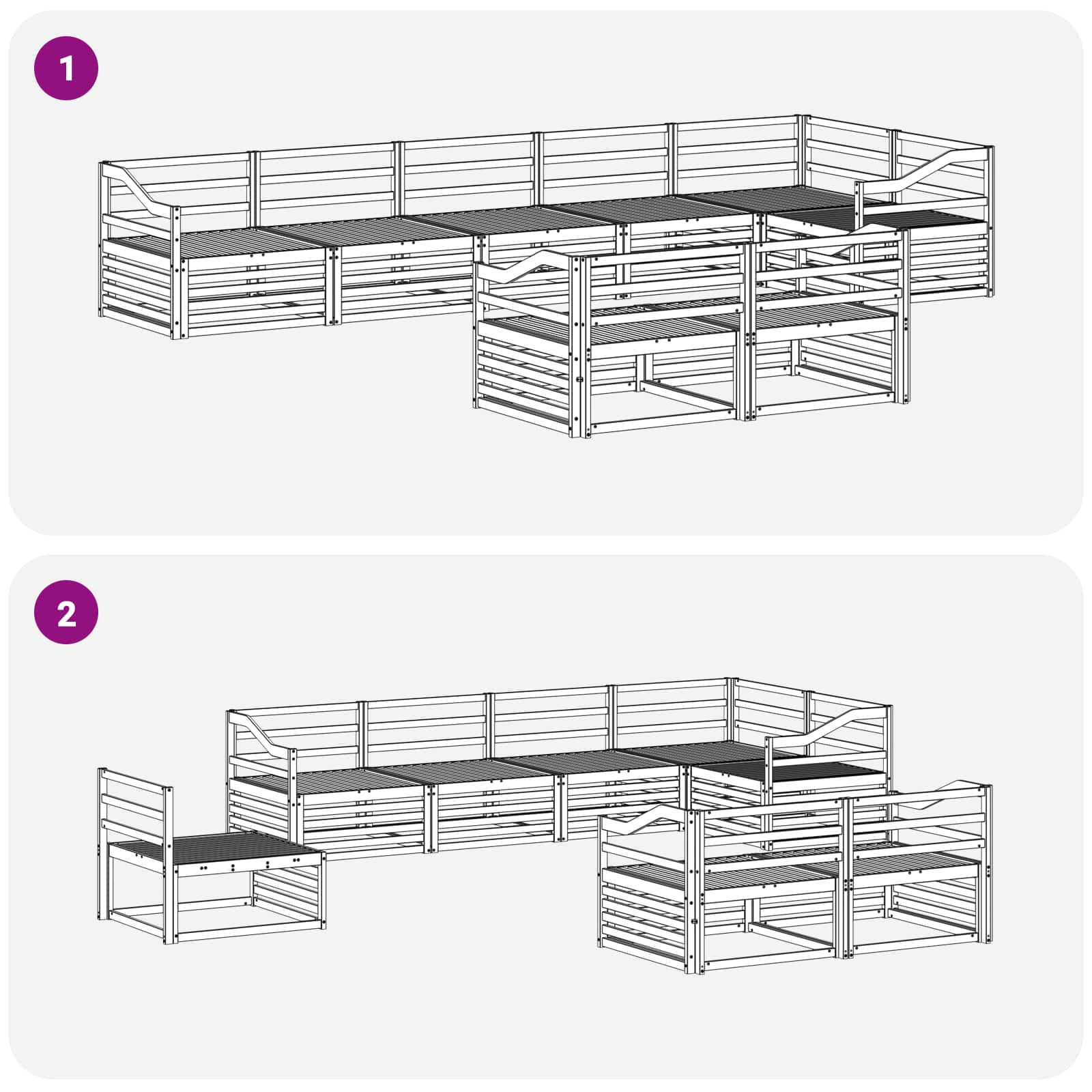 Zunanja garnitura za sedenje 8 pcs Naravna - slika 6