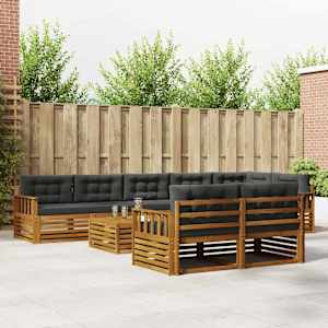 Zunanja garnitura za sedenje 9 pcs Naravna in antracitna