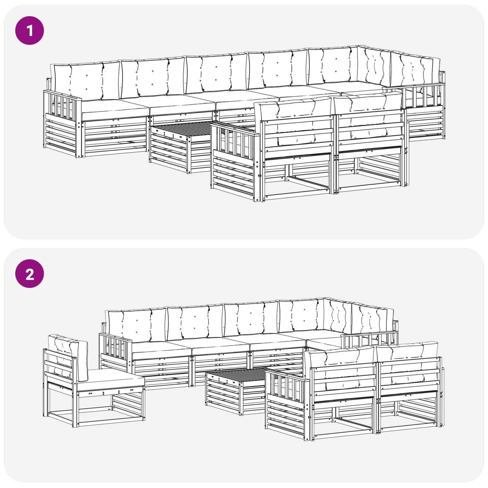 Zunanja garnitura za sedenje z blazino 9 pcs Naravna in bež - slika 8