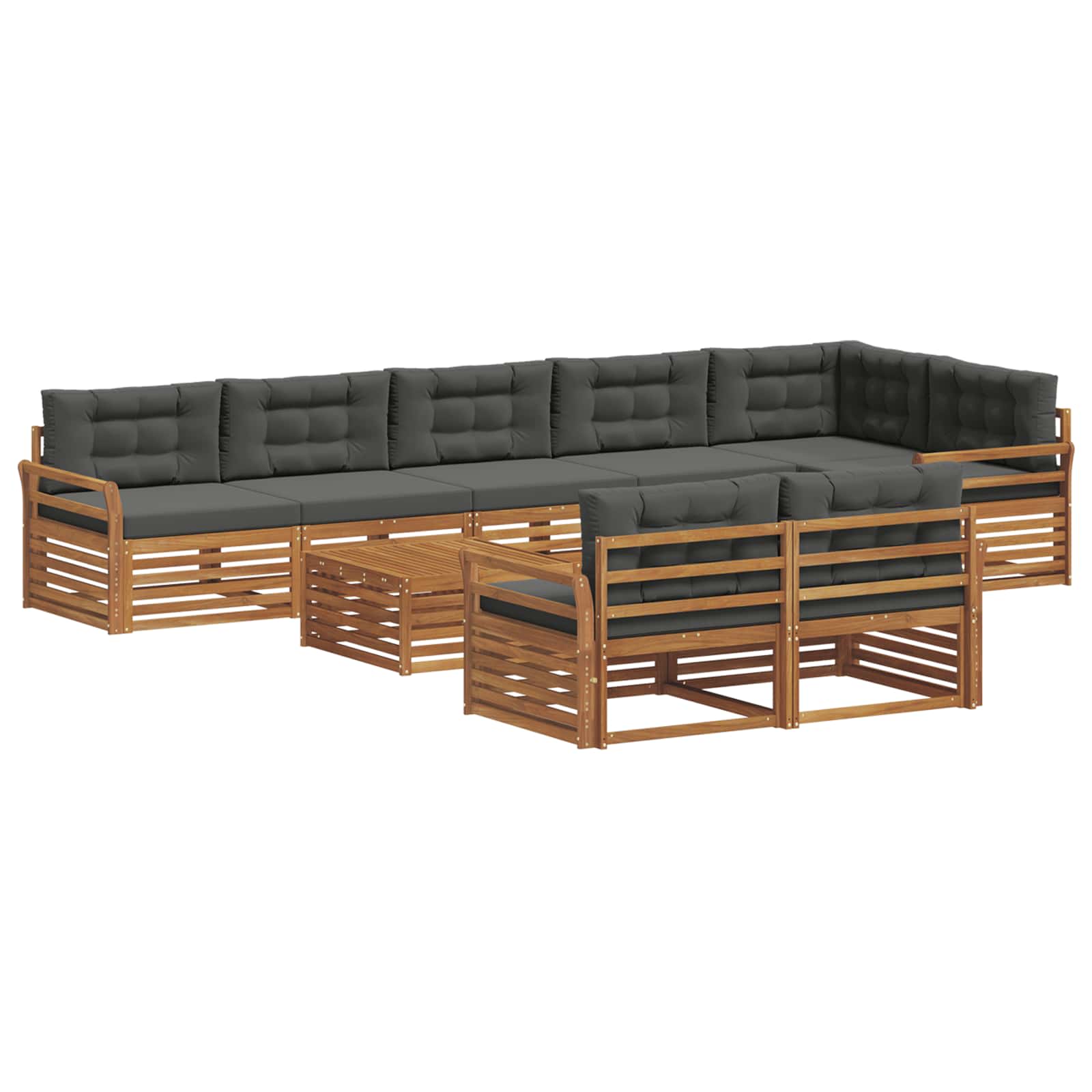 Thumbnail - vidaXL Outdoor-Sofagarnitur mit Kissen 9 pcs Natur und Anthrazit