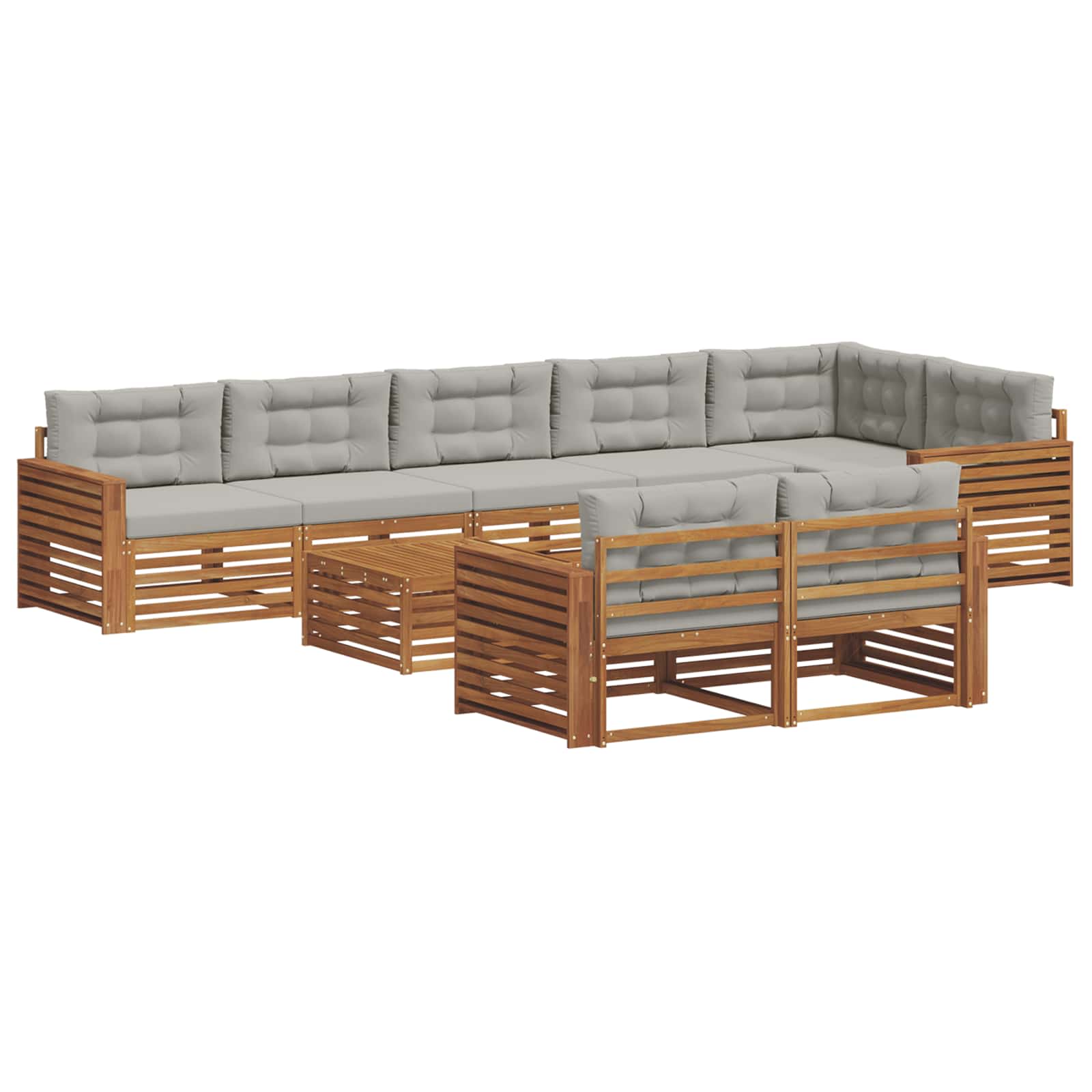 Thumbnail - vidaXL Outdoor-Sofagarnitur mit Kissen 9 pcs Natürlich und Hellgrau