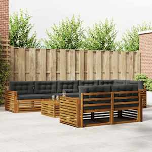 Zunanja garnitura za sedenje 9 pcs Naravna in antracitna