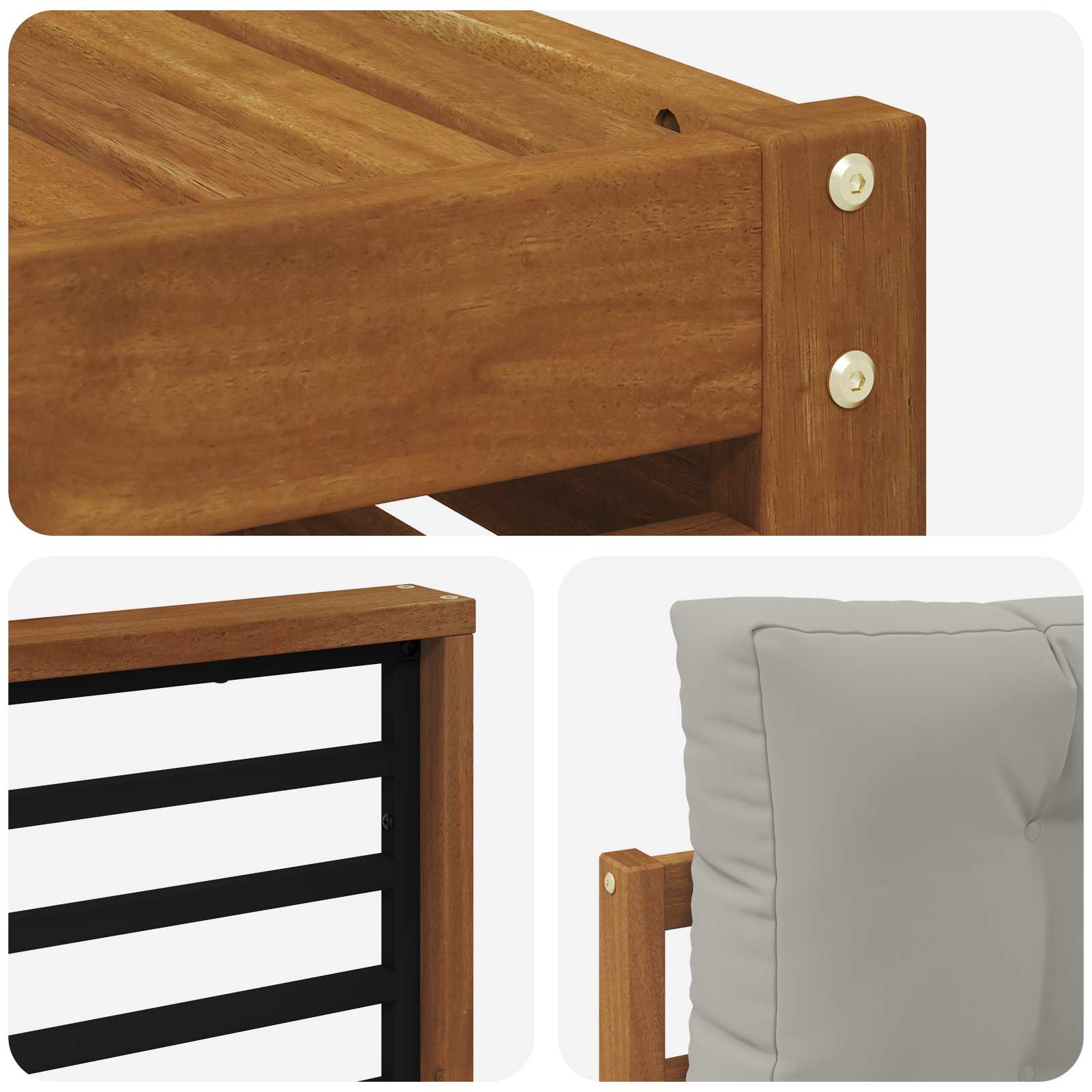 Zunanja garnitura za sedenje 9 pcs Naravna in svetlo siva - slika 7