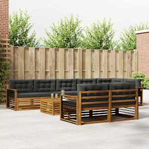 Zunanja garnitura za sedenje 9 pcs Naravna in antracitna