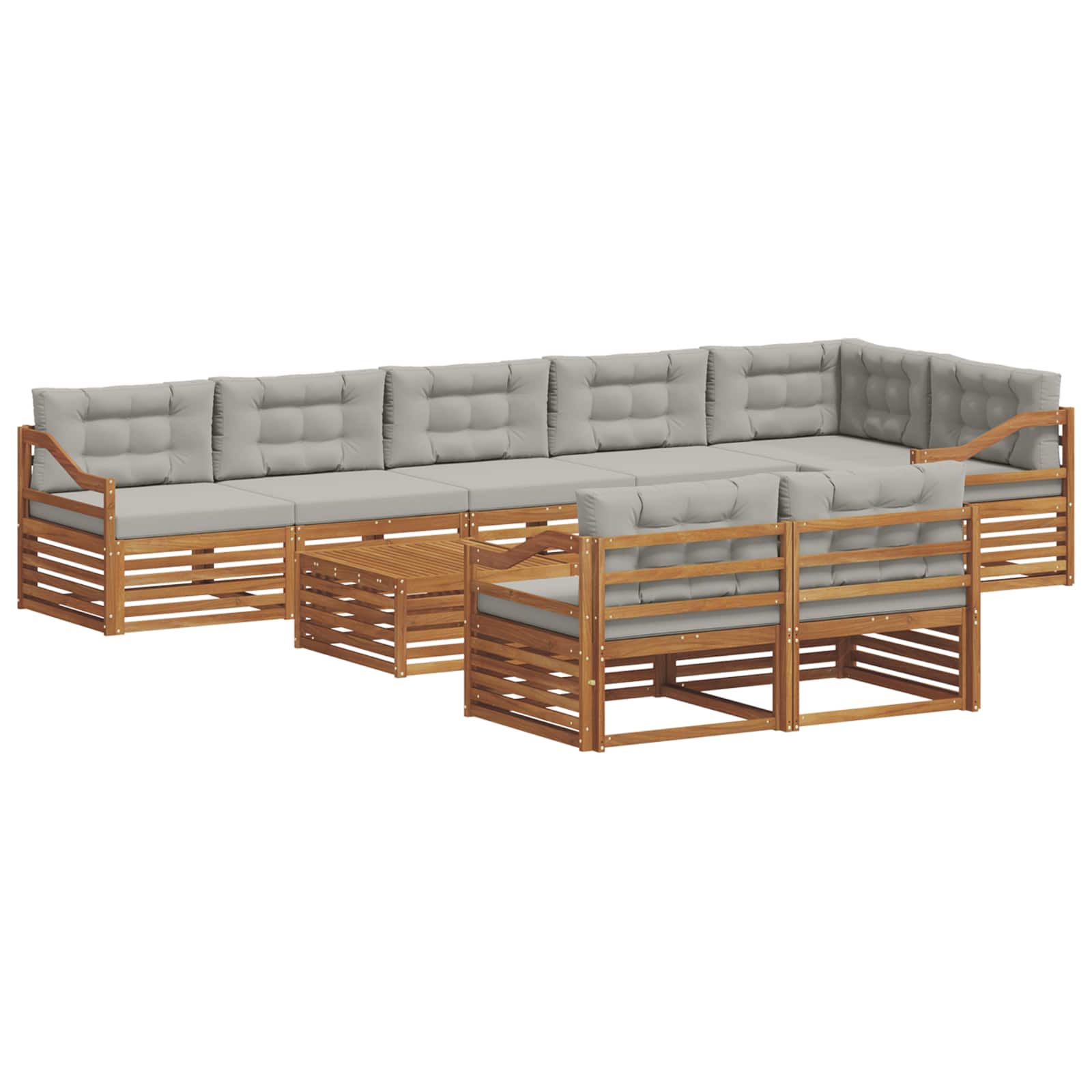 Zunanja garnitura za sedenje 9 pcs Naravna in svetlo siva - slika 2