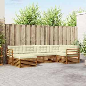 Zunanja garnitura za sedenje z blazino 6 pcs Naravna in smetana