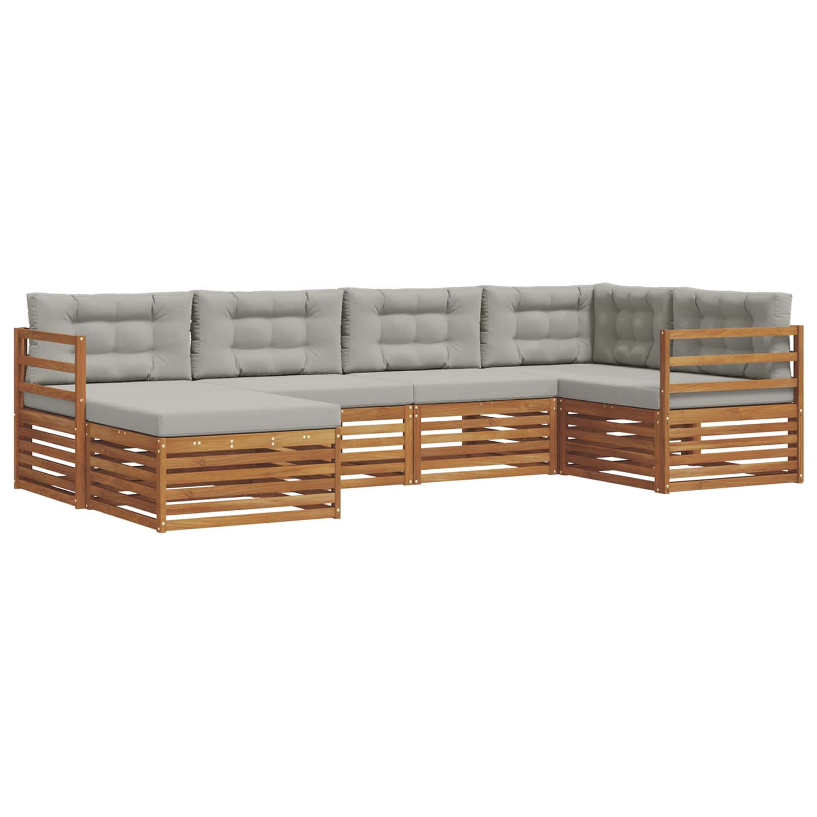 Zunanja garnitura za sedenje 6 pcs Naravna in svetlo siva - slika 2