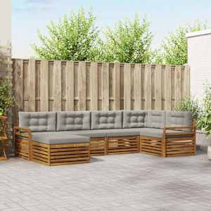 Zunanja garnitura za sedenje 6 pcs Naravna in svetlo siva