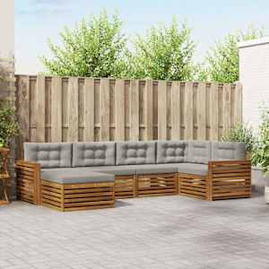 Zunanja garnitura za sedenje 6 pcs Naravna in svetlo siva