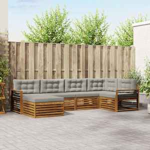 Zunanja garnitura za sedenje 6 pcs Naravna in svetlo siva