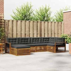 Zunanja garnitura za sedenje 6 pcs Naravna in antracitna