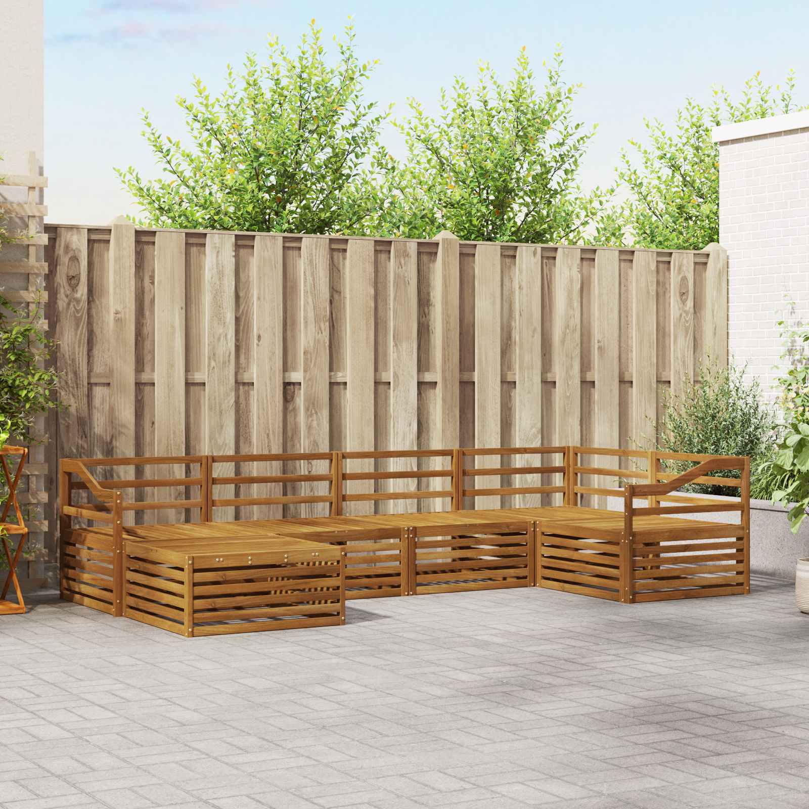 Zunanja garnitura za sedenje 6 pcs Naravna