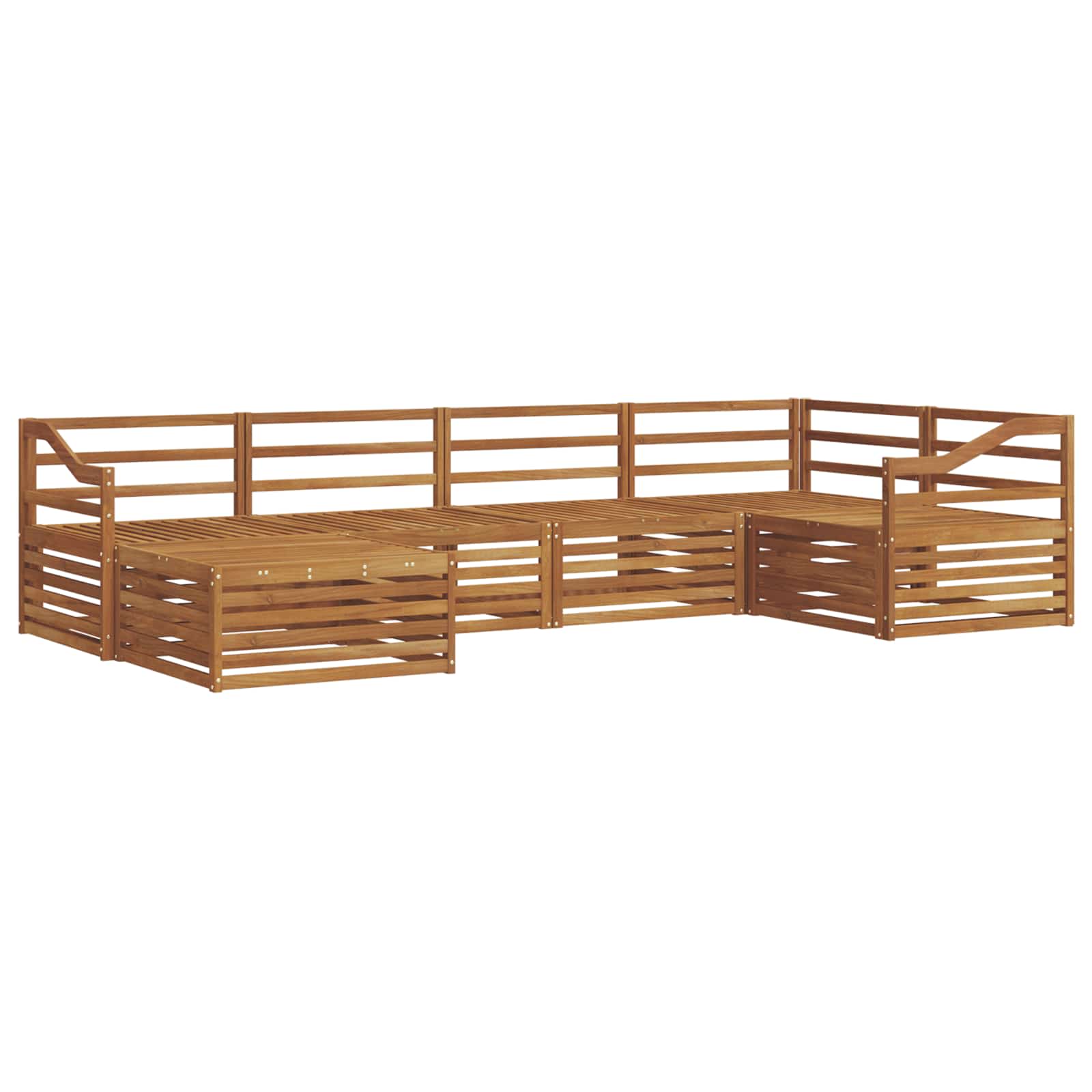 Zunanja garnitura za sedenje 6 pcs Naravna - slika 2