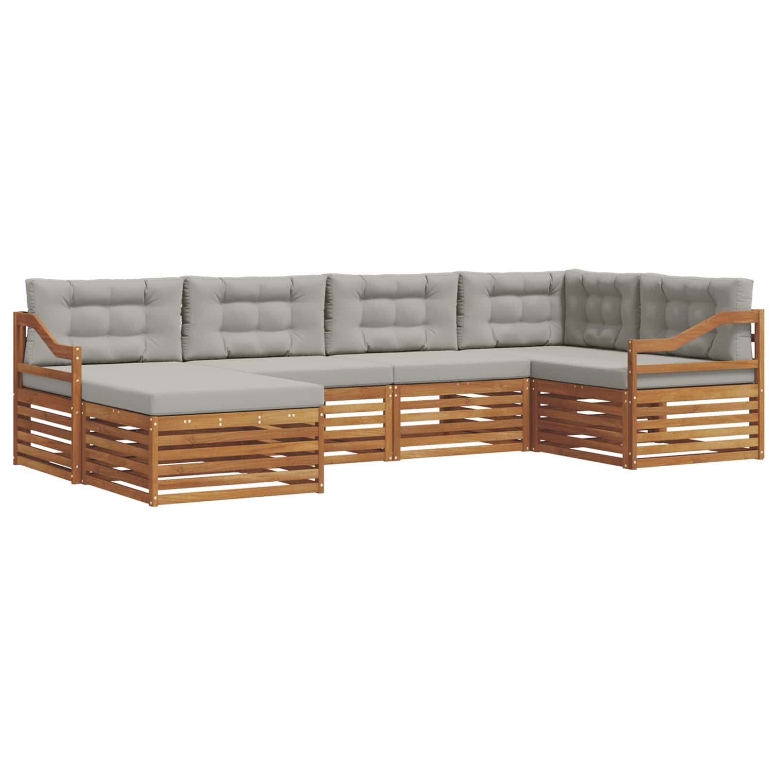 Zunanja garnitura za sedenje 6 pcs Naravna in svetlo siva - slika 2