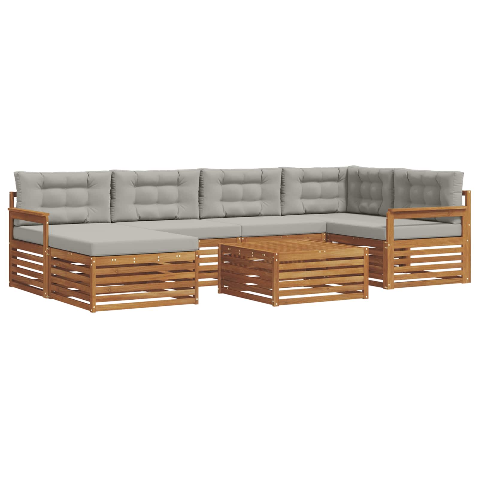 Zunanja garnitura za sedenje 7 pcs Naravna in svetlo siva - slika 2