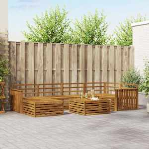 Zunanja garnitura za sedenje 7 pcs Naravna Masiven les akacije