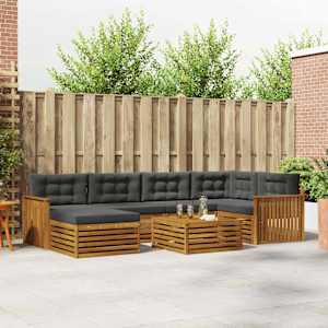 Zunanja garnitura za sedenje 7 pcs Naravna in antracitna