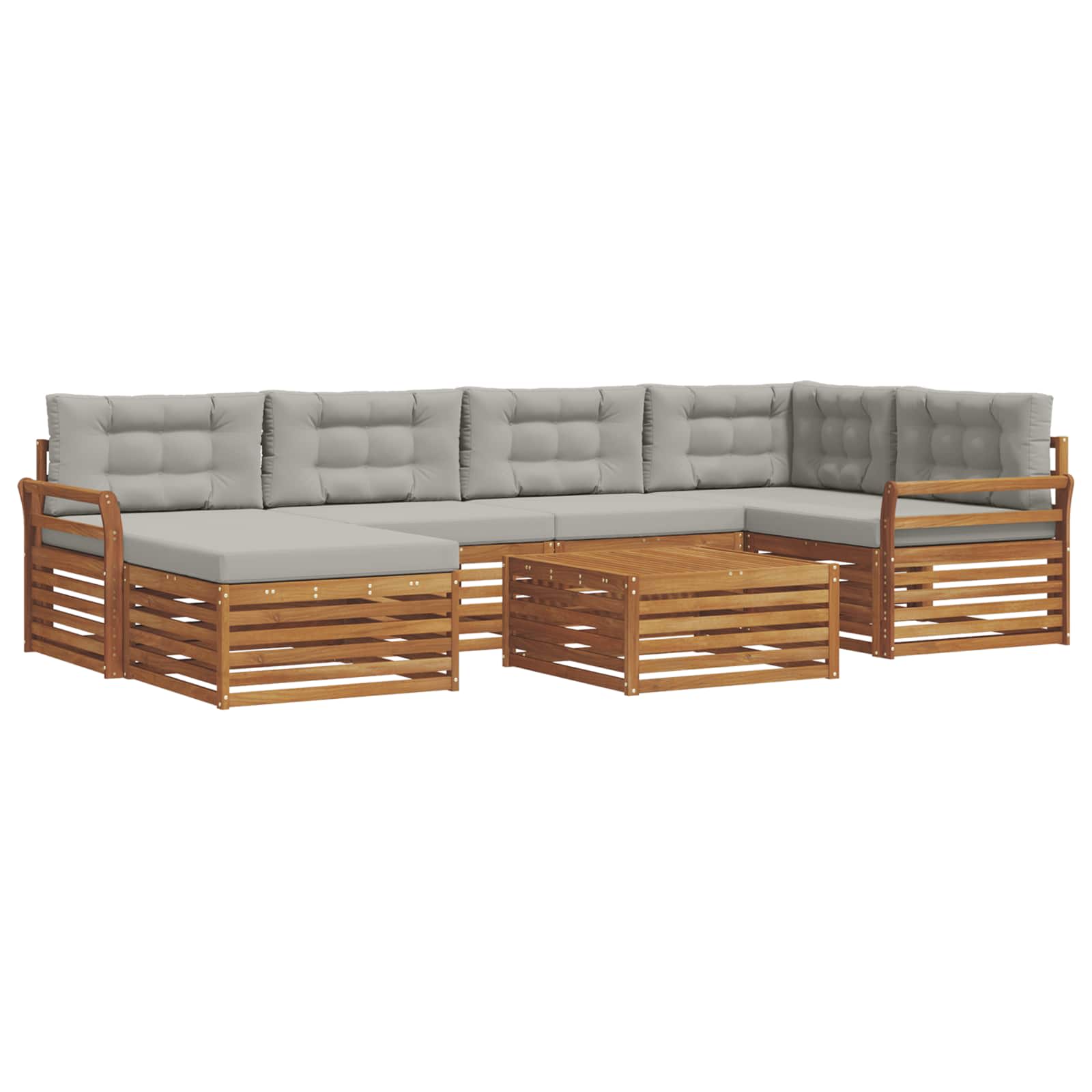 Thumbnail - vidaXL Outdoor-Sofagarnitur mit Kissen 7 pcs Natürlich und Hellgrau