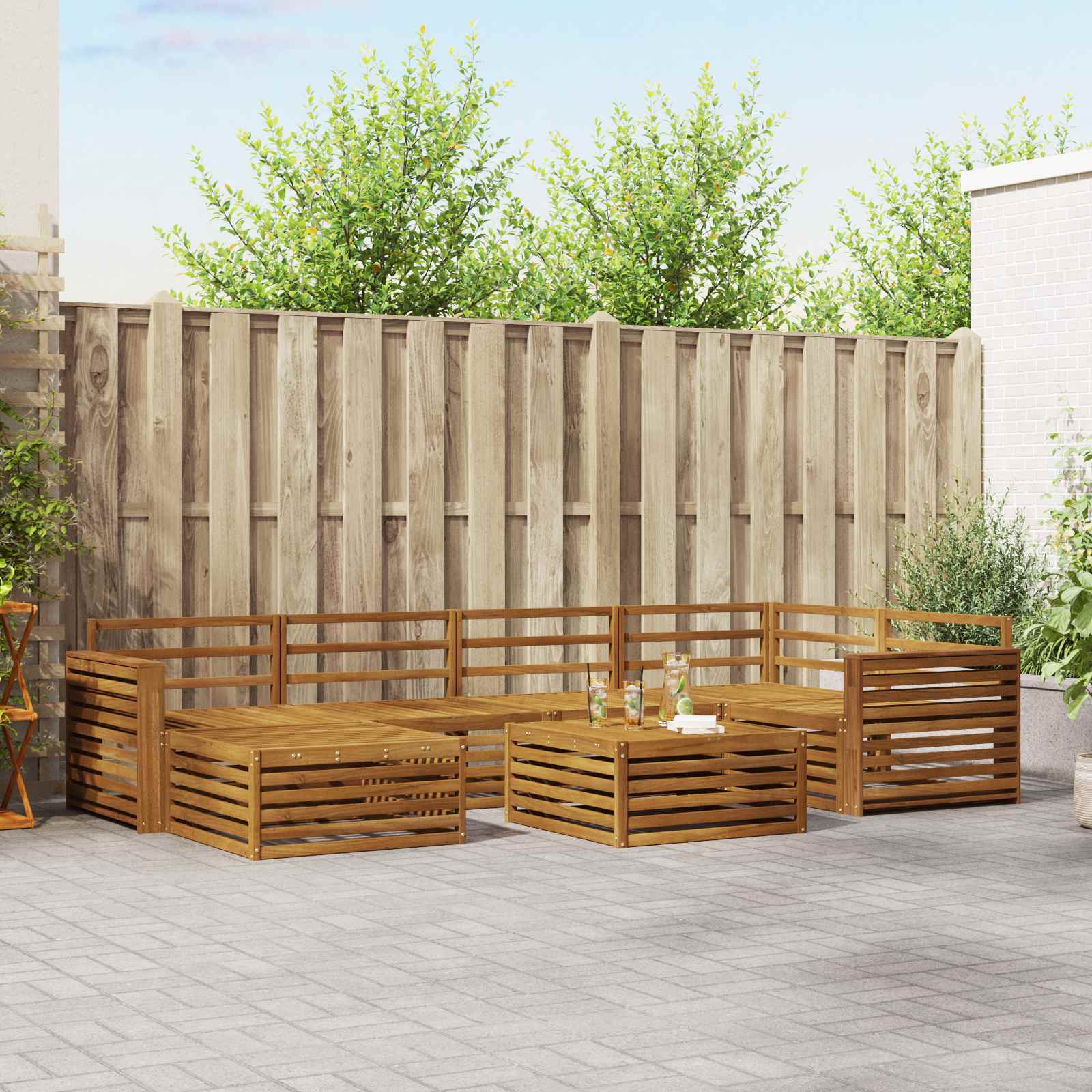 vidaXL Outdoor-Sofagarnitur 7 pcs Natur Massivholz Akazie