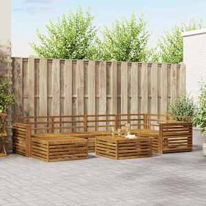 Zunanja garnitura za sedenje 7 pcs Naravna Masiven les akacije