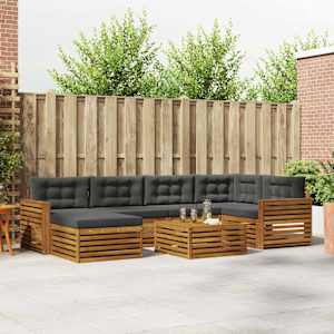 Zunanja garnitura za sedenje 7 pcs Naravna in antracitna