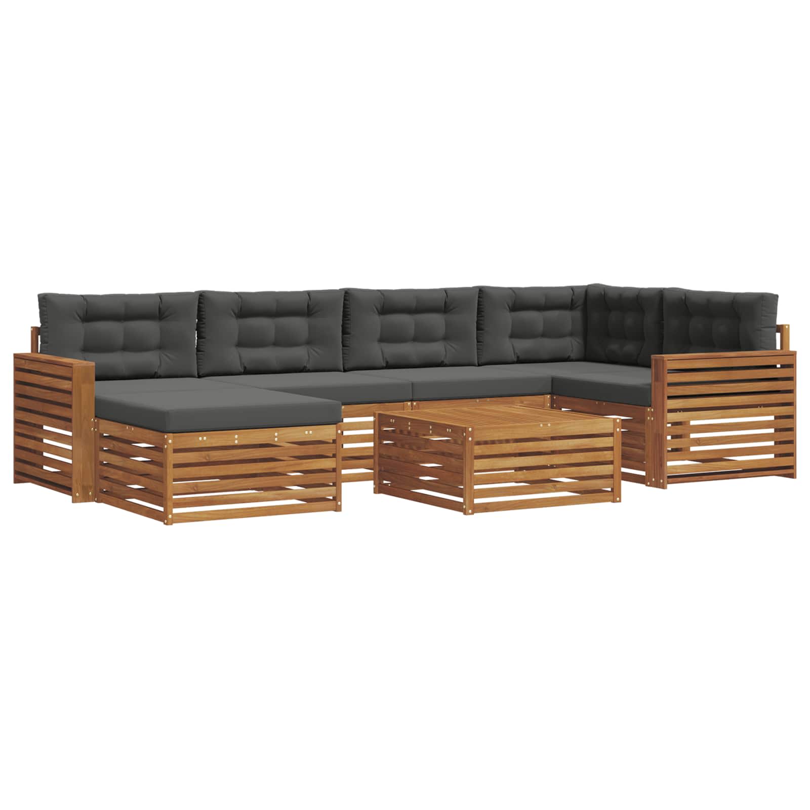 Thumbnail - vidaXL Outdoor-Sofagarnitur mit Kissen 7 pcs Natur und Anthrazit