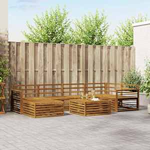 Zunanja garnitura za sedenje 7 pcs Naravna