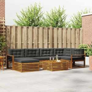 Zunanja garnitura za sedenje 7 pcs Naravna in antracitna