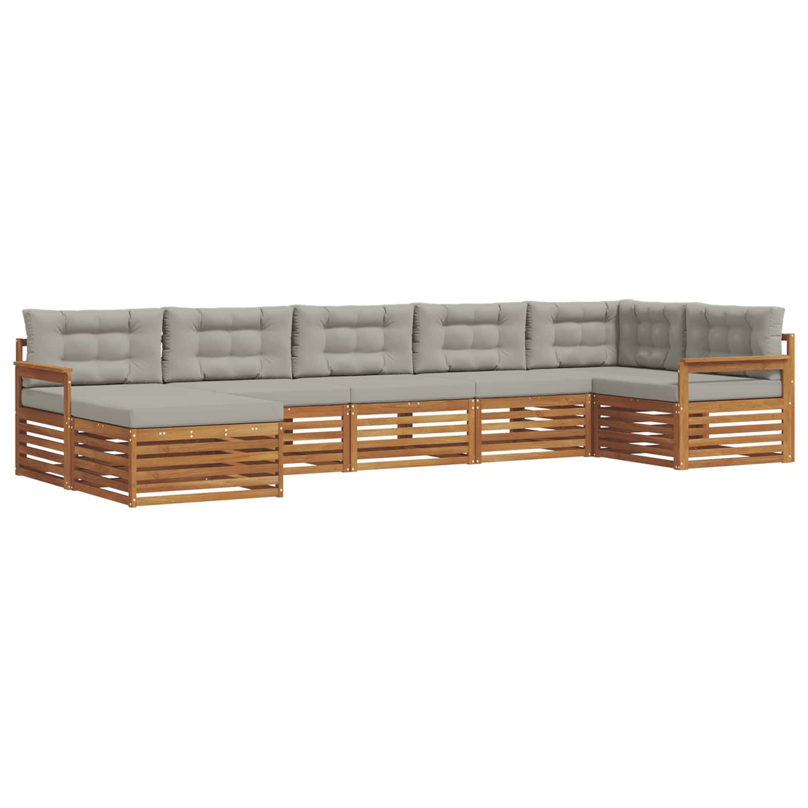 Sofa-Sets 7 pcs Natuurlijk en Lichtgrijs Massief Acaciahout image 2