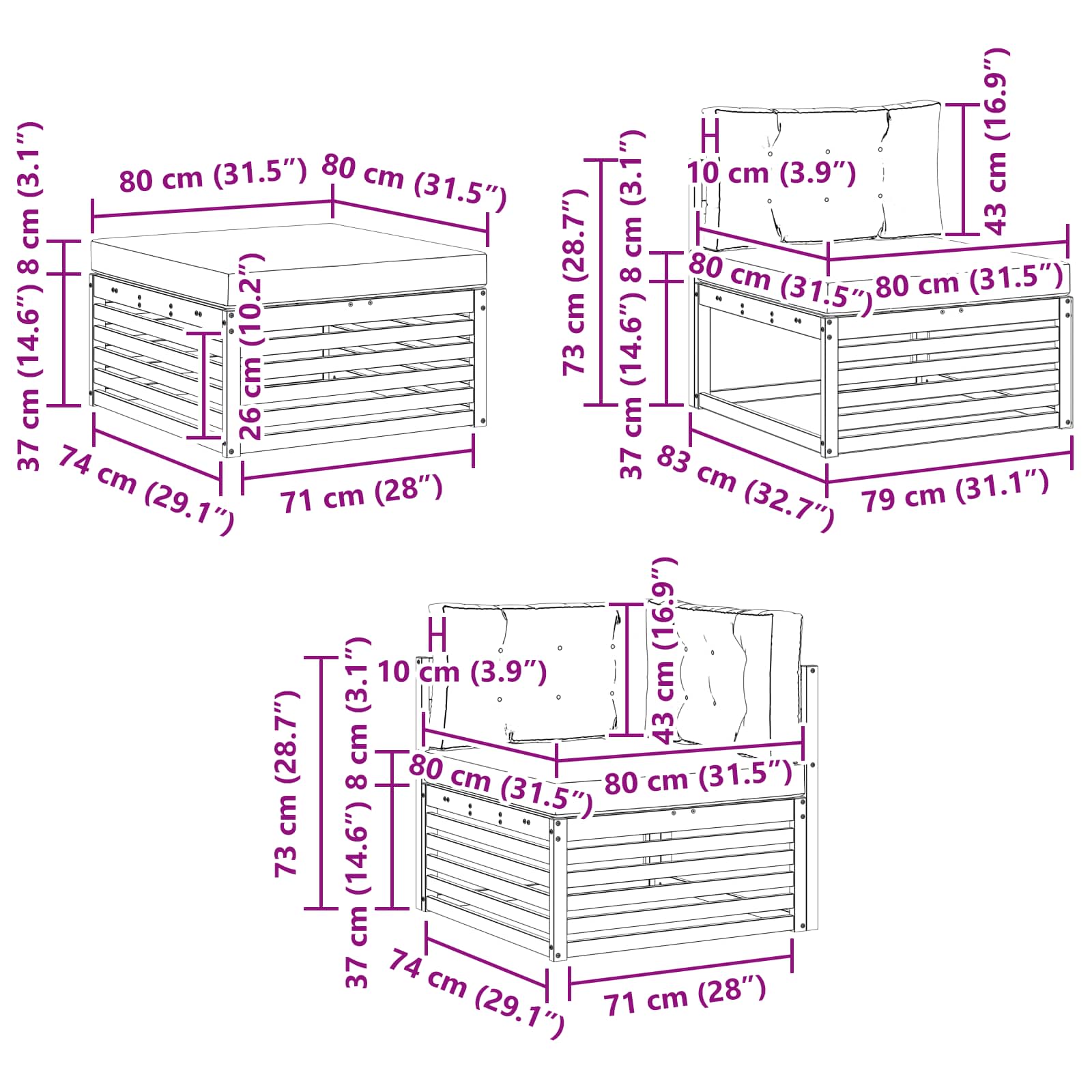 Sofa-Sets 7 pcs Natuurlijk en Lichtgrijs Massief Acaciahout image 9