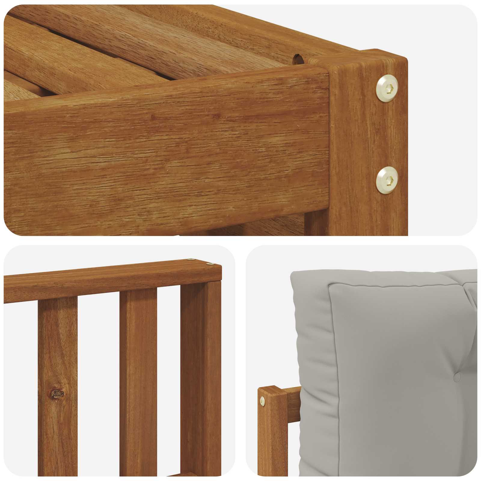 Sofa-Sets 7 pcs Natuurlijk en Lichtgrijs Massief Acaciahout image 6