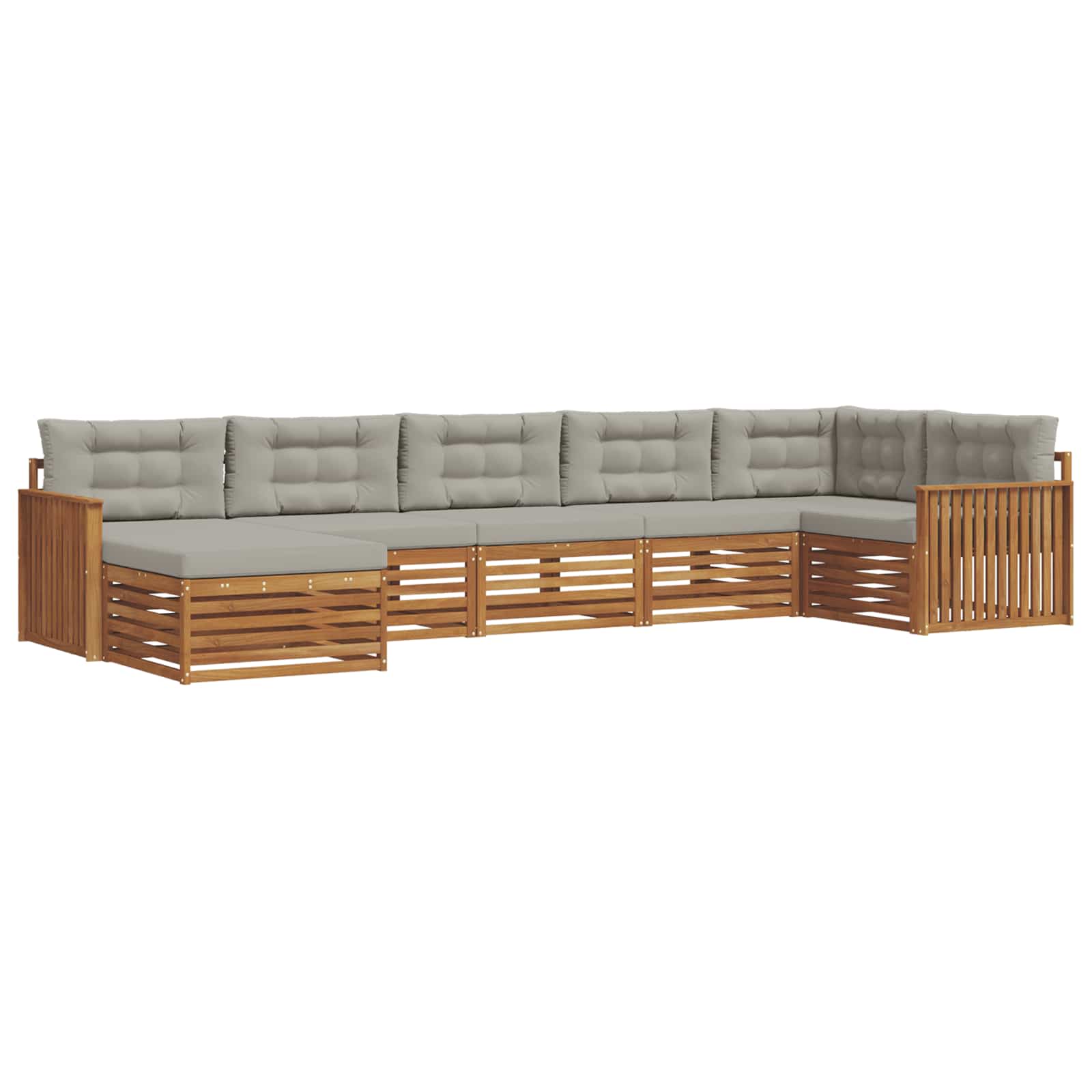 Sofa-Sets 7 pcs Natuurlijk en Lichtgrijs Massief Acaciahout image 2