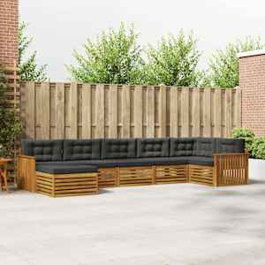 Zunanja garnitura za sedenje 7 pcs Naravna in antracitna