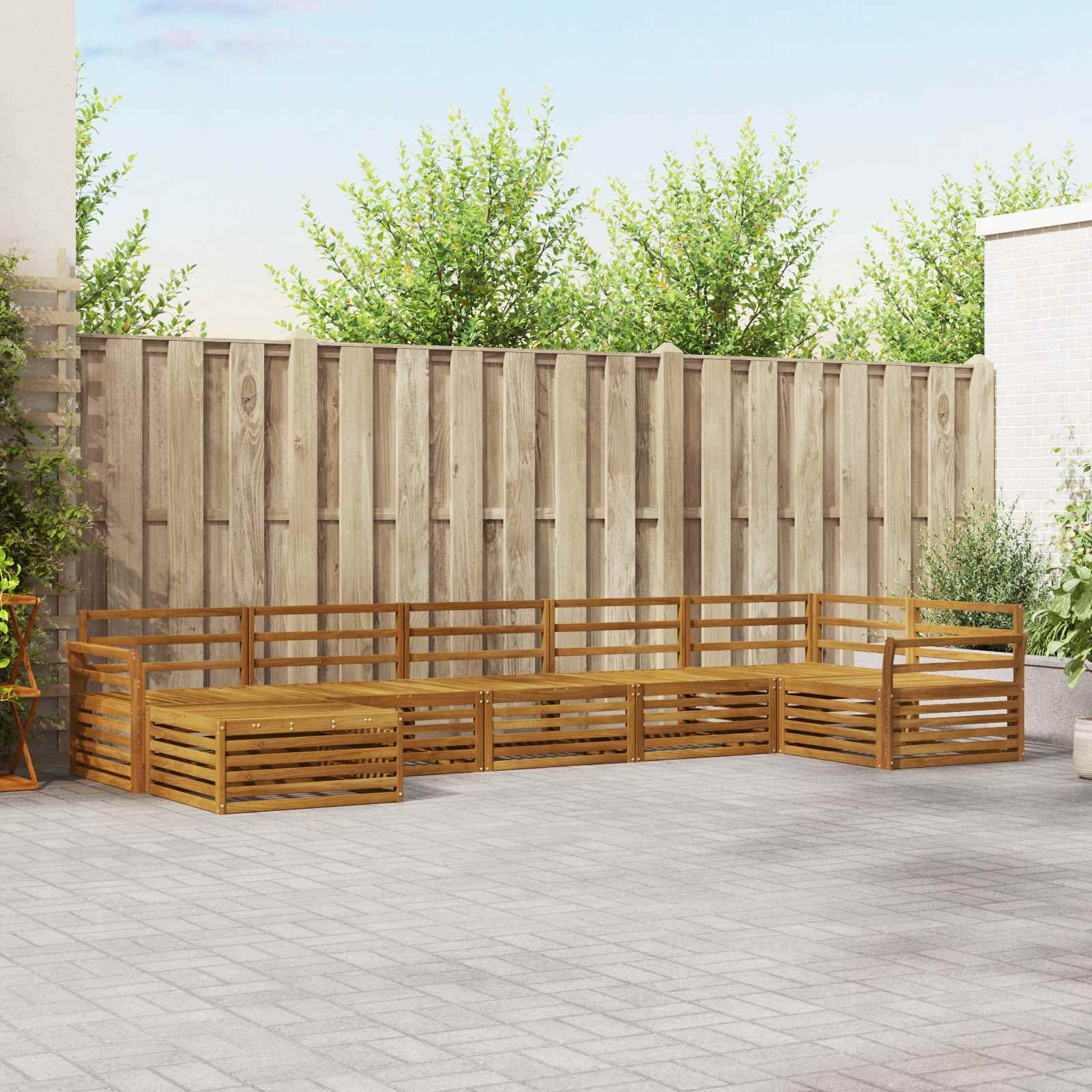 Sofa-Sets 7 pcs Naturel Massief Acaciahout image 1