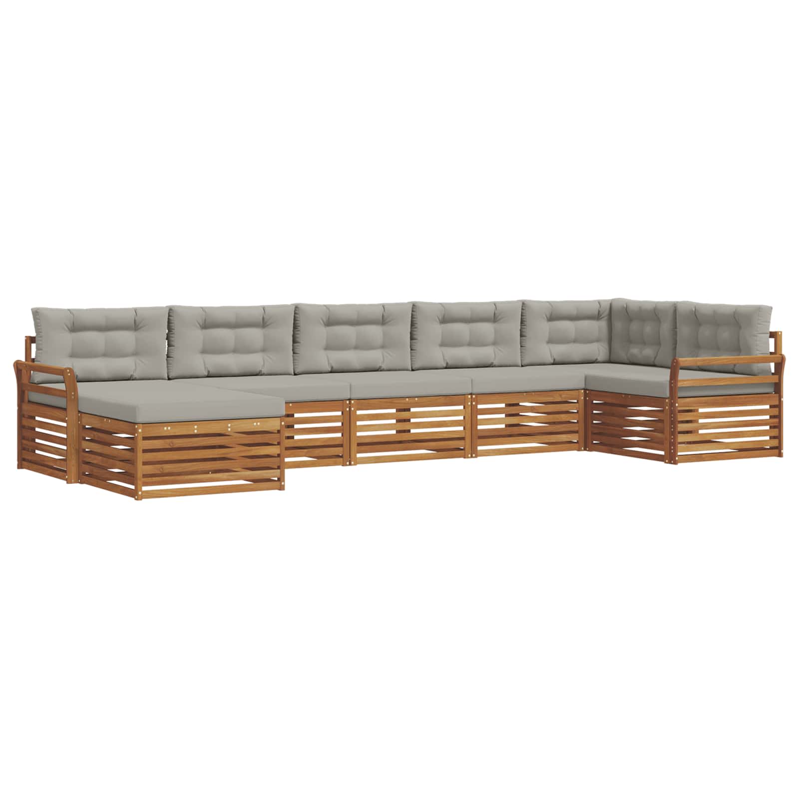 Sofa-Sets 7 pcs Natuurlijk en Lichtgrijs Massief Acaciahout image 2